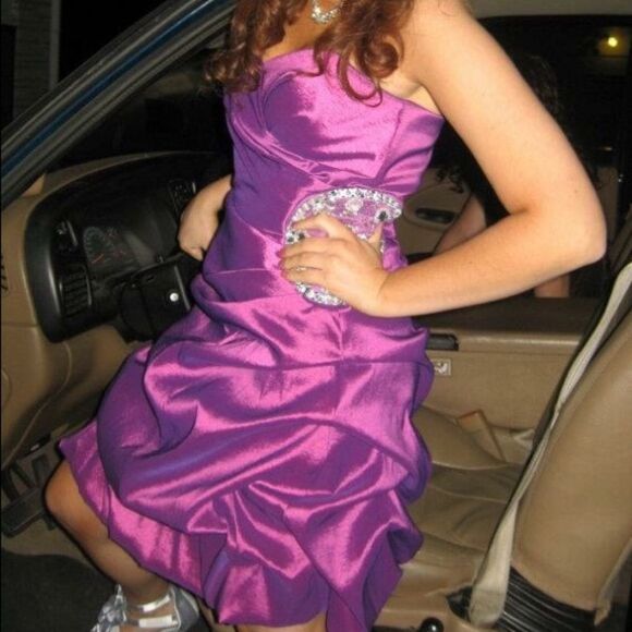 Short Purple Formal Dress Homecoming  Prom Dance Y2K Party Sz 7 2000s Halloween - Picture 2 of 2